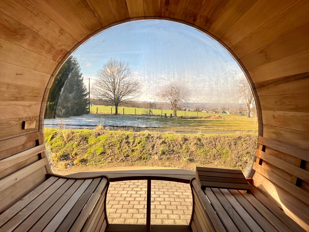 Mit unserer Fass Sauna genießt du Wellness